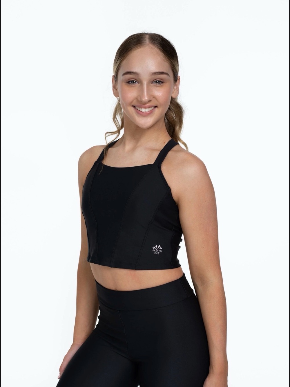 Bloch Black Girls Flo Active Cross back Dance Top
